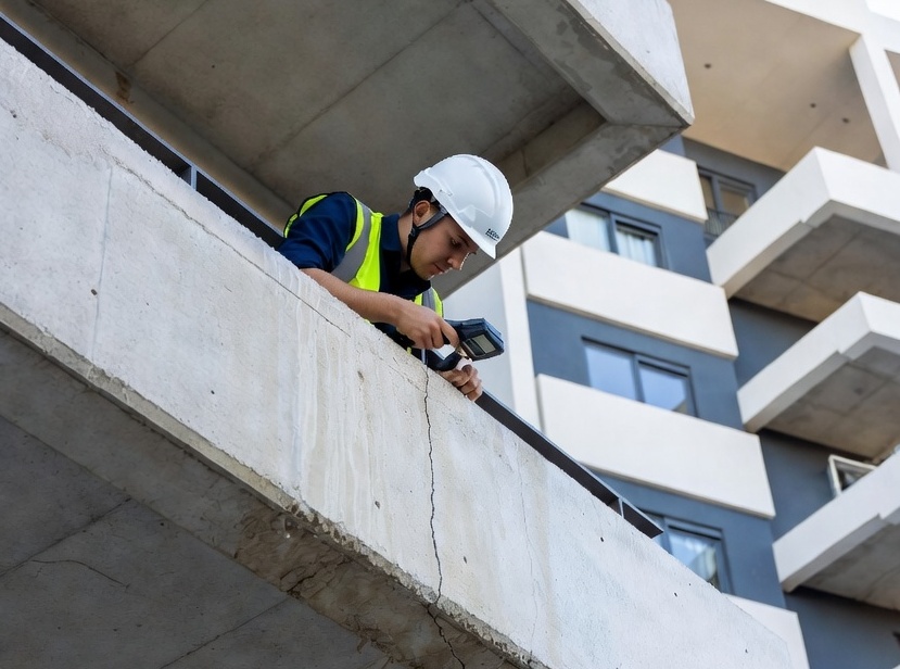 Diagnostic structure d’un balcon en béton : inspection des fissures et évaluation structurelle par un ingénieur structure expert