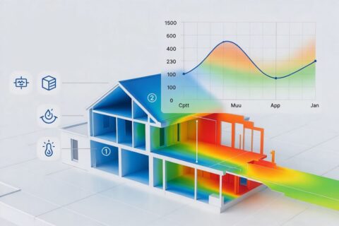 Simulation thermique dynamique : modélisation 3D d’un bâtiment pour performance énergétique.